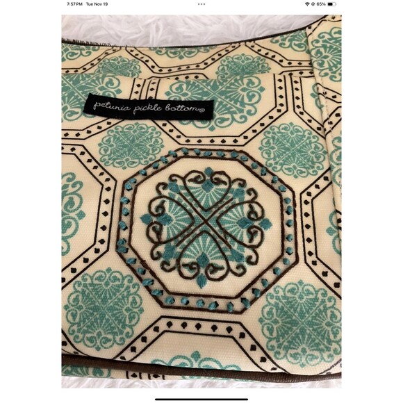 Petunia Pickle Bottom Touring Tote Diaper Bag Crossbody Beige/Teal ****READ - Picture 10 of 12